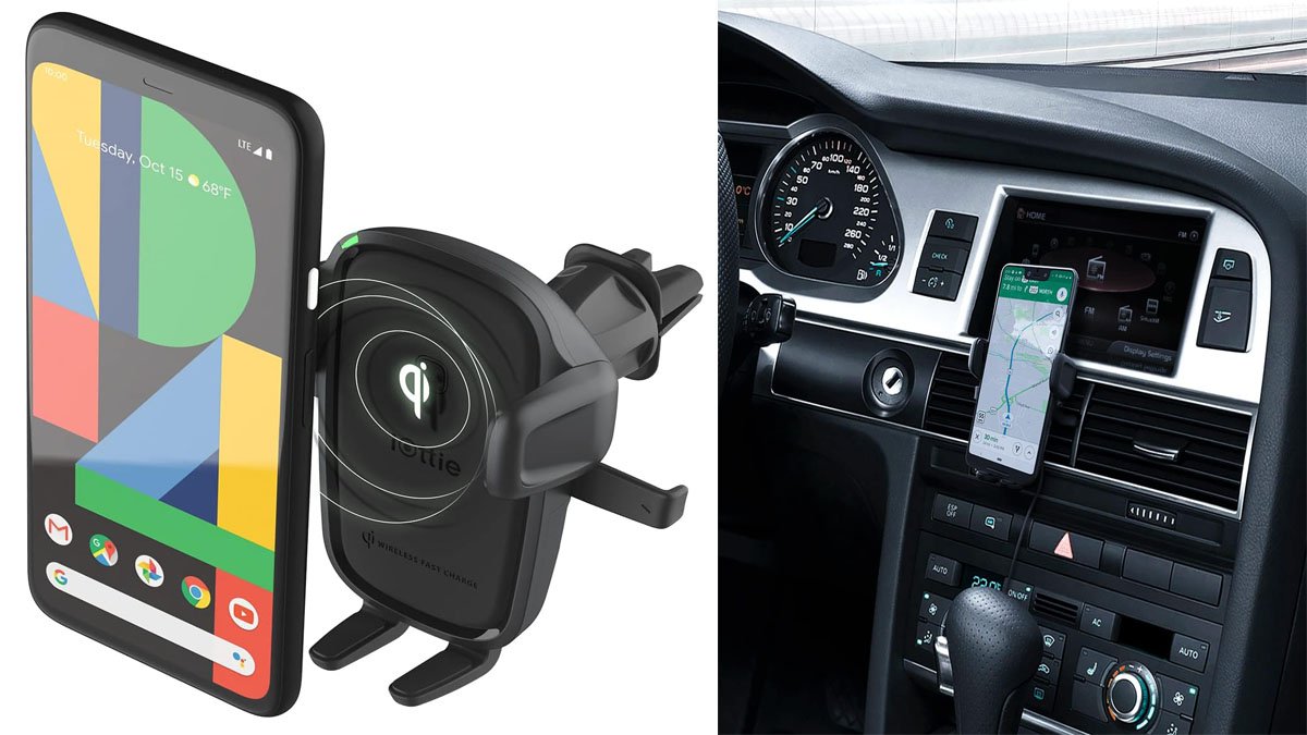 iOttie Car iphone Charger Easy One Touch Wireless 2 Qi Charging CD Slot Air Vent Combo Phone Mount for iPhone