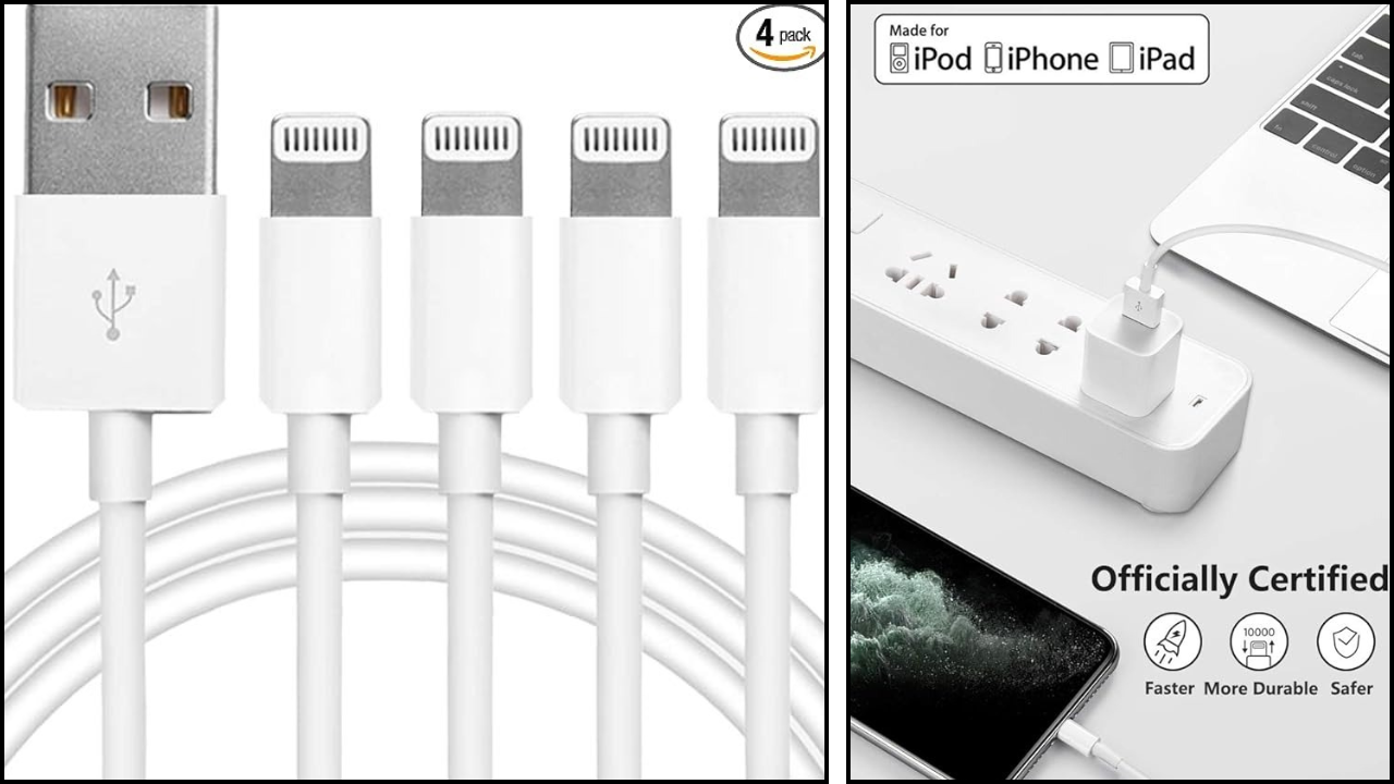 4 Pack Original iPhone Charger